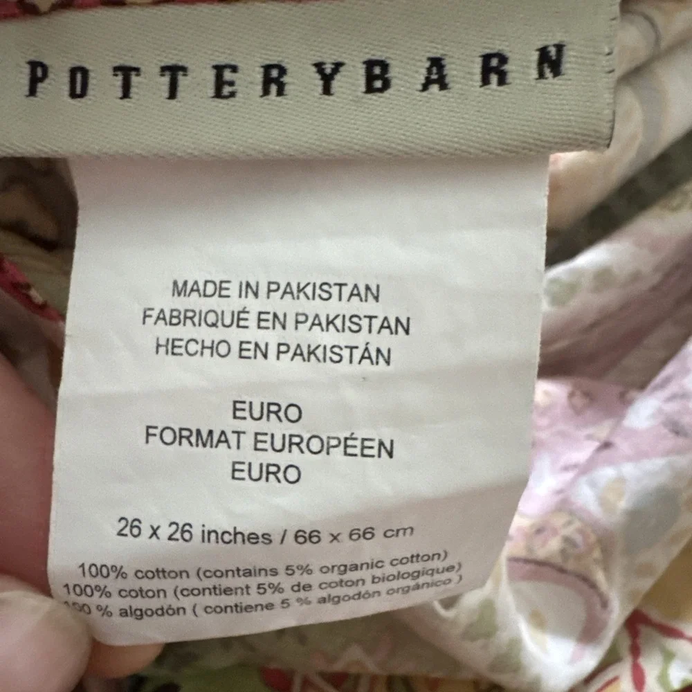 Pottery Barn Linden Paisley Pillowcase Sham Floral‎ 26x26 Whimsical Bohemian